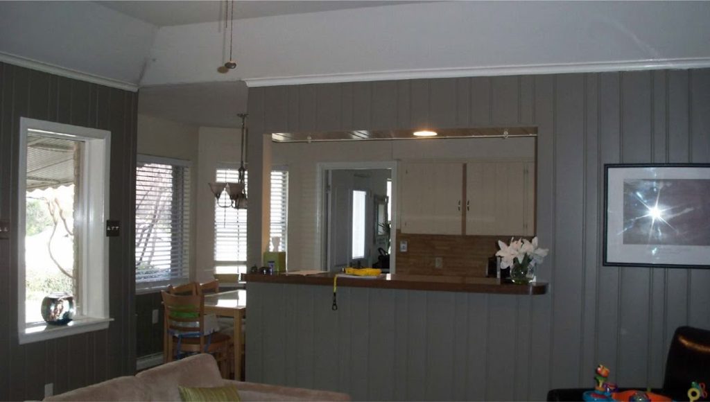 Kitchen and family room before remodel